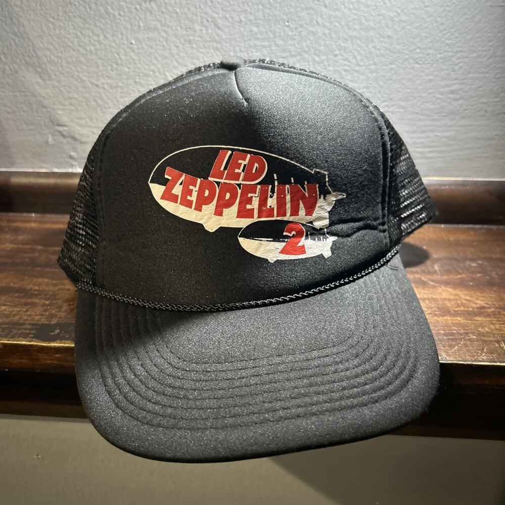 Led Zeppelin 2 Vtg Otto OS Adjustable SnapBack Hat Cap Black